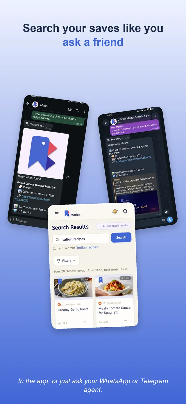 Searching your MarkIt library by meaning from a chat bot